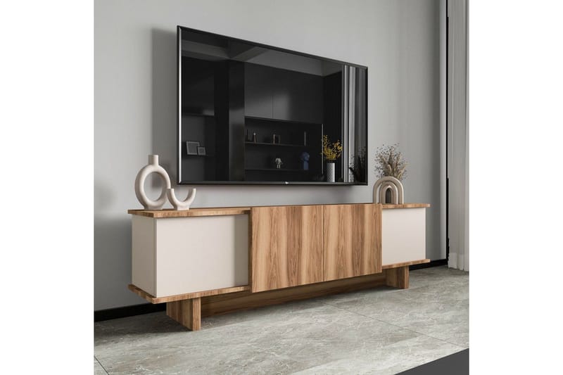 Diannare TV-bord 180 cm - Beige/Mellemfarvet træ - Møbler - TV borde & mediemøbler - TV-borde