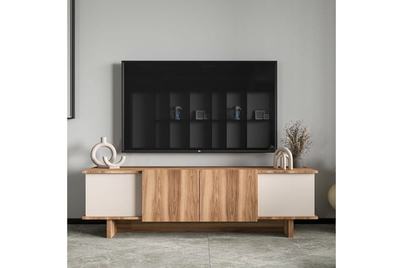 Diannare TV-bord 180 cm - Beige/Mellemfarvet træ - Møbler - TV borde & mediemøbler - TV-borde