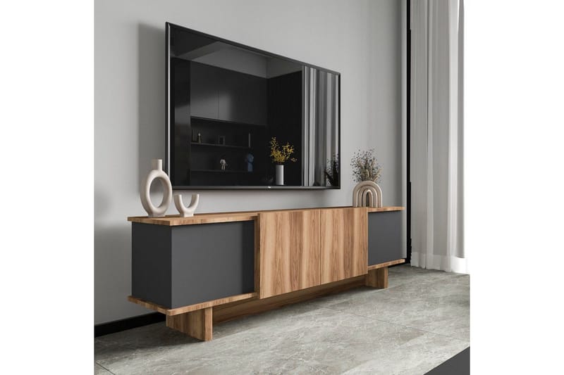Diannare TV-bord 180 cm - Mellemfarvet træ/Antracit - Møbler - TV borde & mediemøbler - TV-borde