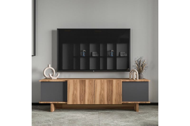 Diannare TV-bord 180 cm - Mellemfarvet træ/Antracit - Møbler - TV borde & mediemøbler - TV-borde