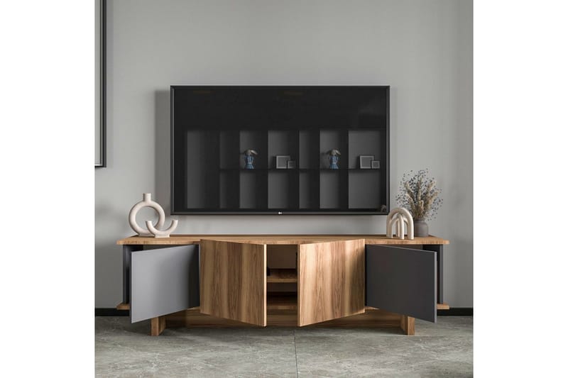 Diannare TV-bord 180 cm - Mellemfarvet træ/Antracit - Møbler - TV borde & mediemøbler - TV-borde