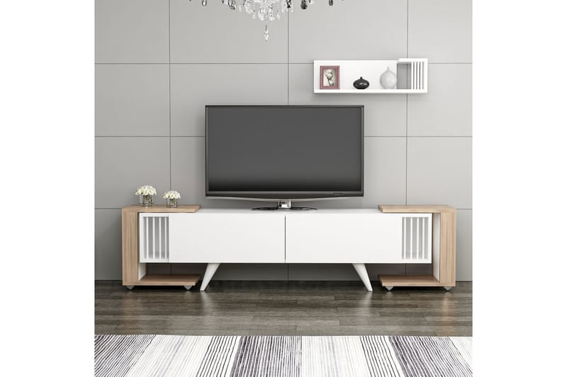 Dilsah Tv-bænk 30 cm - Valnød/Hvid - Møbler - TV borde & mediemøbler - TV-borde