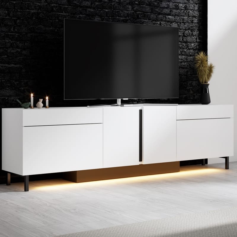 Djarhint TV-bænk 180 cm - Hvid - Møbler - TV borde & mediemøbler - Mediestativ & vægbeslag