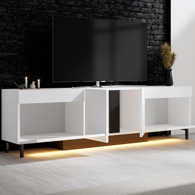 Djarhint TV-bænk 180 cm - Hvid - Møbler - TV borde & mediemøbler - Mediestativ & vægbeslag