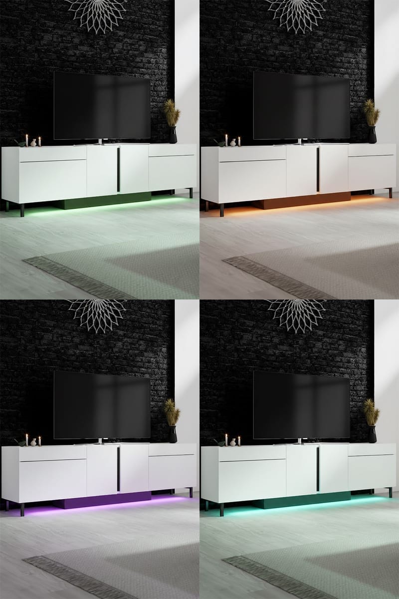 Djarhint TV-bænk 180 cm - Hvid - Møbler - TV borde & mediemøbler - Mediestativ & vægbeslag