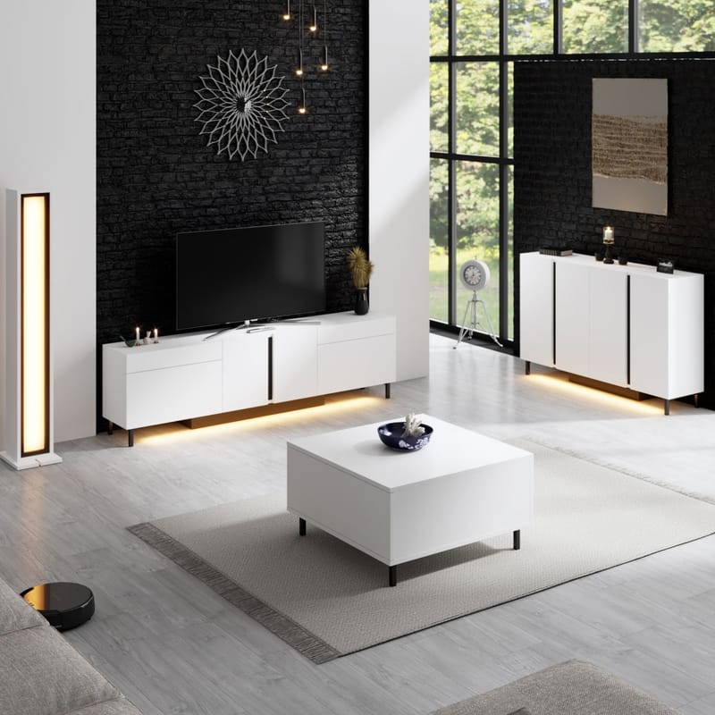 Djarhint TV-bænk 180 cm - Hvid - Møbler - TV borde & mediemøbler - Mediestativ & vægbeslag