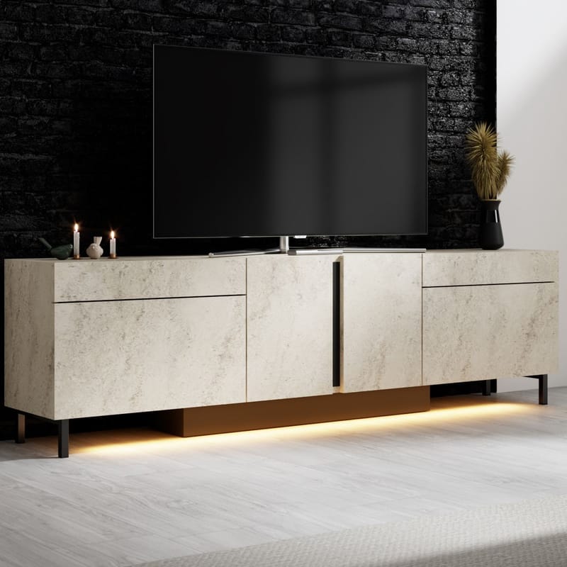 Djarhint TV-bænk 180 cm - Travertin - Møbler - TV borde & mediemøbler - Mediestativ & vægbeslag