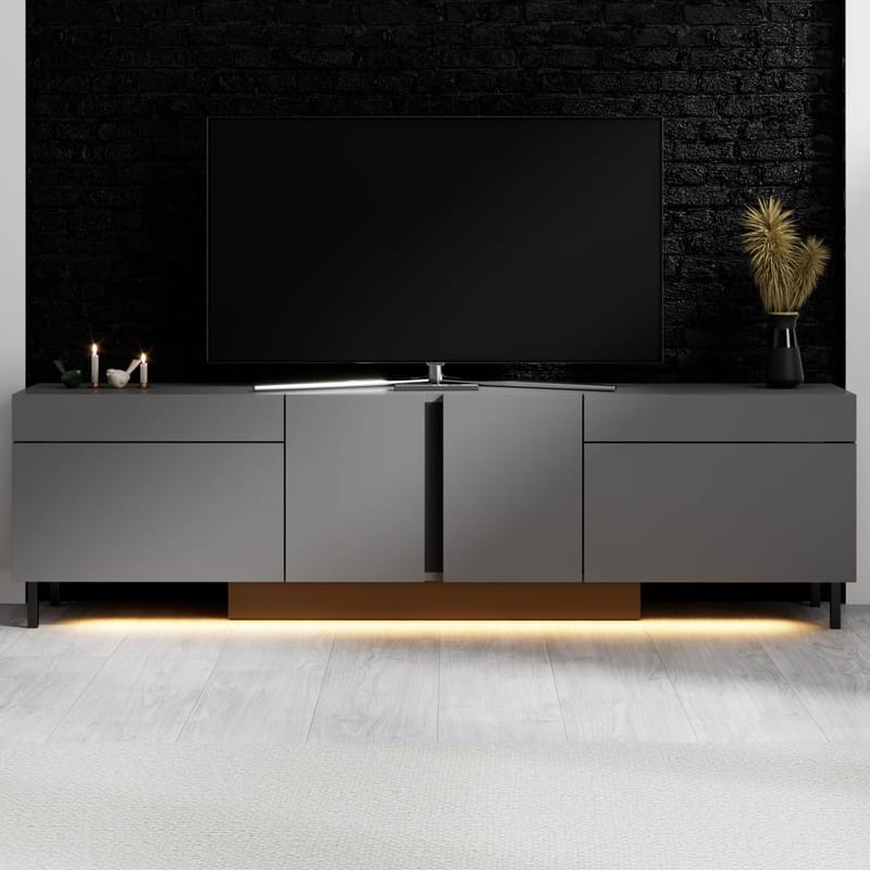 Djarhint Tv-bord 180 cm med Opbevaring i Metal - Antracit - Møbler - TV borde & mediemøbler - TV-borde