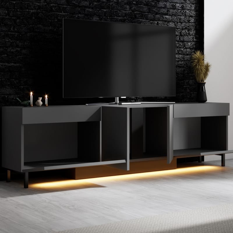 Djarhint Tv-bord 180 cm med Opbevaring i Metal - Antracit - Møbler - TV borde & mediemøbler - TV-borde