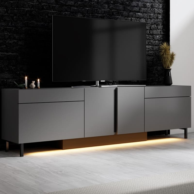 Djarhint Tv-bord 180 cm med Opbevaring i Metal - Antracit - Møbler - TV borde & mediemøbler - TV-borde