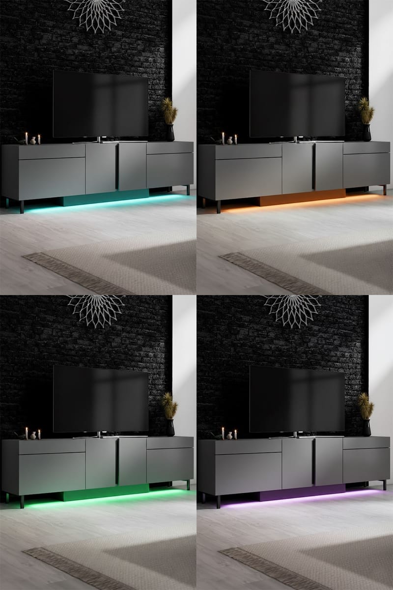 Djarhint Tv-bord 180 cm med Opbevaring i Metal - Antracit - Møbler - TV borde & mediemøbler - TV-borde