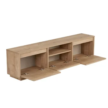 Domar TV-bord 160 cm med Opbevaring, Træ- og Egetræsudseende - Brun - Møbler - TV borde & mediemøbler - TV-borde