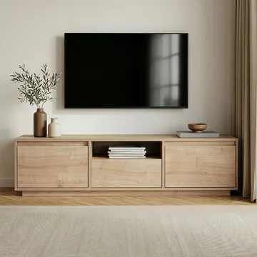 Domar TV-bord 160 cm med Opbevaring, Træ- og Egetræsudseende - Brun - Møbler - TV borde & mediemøbler - TV-borde