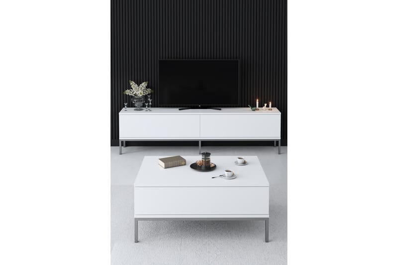 Dorlord TV-Bord 180 cm - Hvid/Sølv - TV-borde