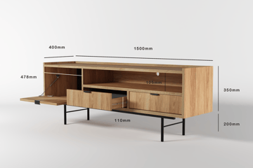 Dravo TV-bord 150 cm - Naturlig hickory - Møbler - TV borde & mediemøbler - TV-borde