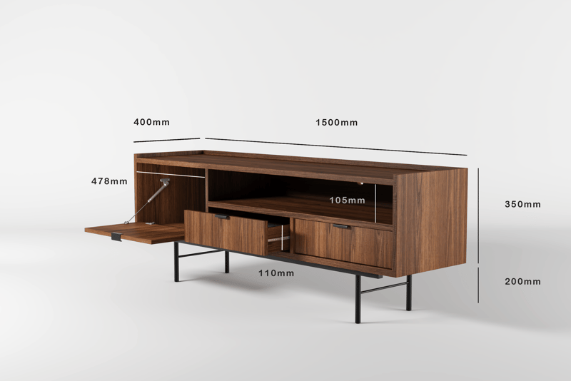 Dravo TV-bord 150 cm - Warmia valnød - Møbler - TV borde & mediemøbler - TV-borde