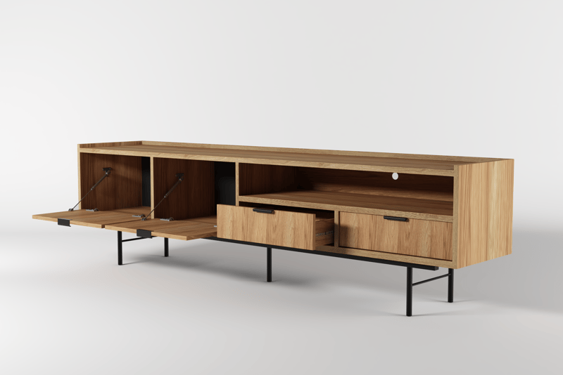 Dravo TV-bord 200 cm - Naturlig hickory - Møbler - TV borde & mediemøbler - TV-borde