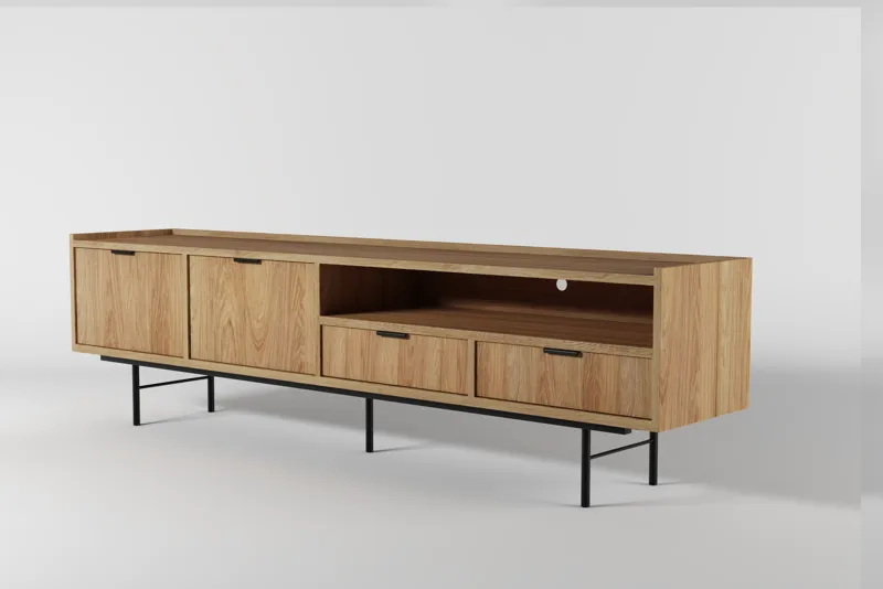 Dravo TV-bord 200 cm, Naturlig hickory