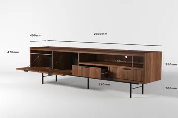 Dravo TV-bord 200 cm - Warmia valnød - Møbler - TV borde & mediemøbler - TV-borde