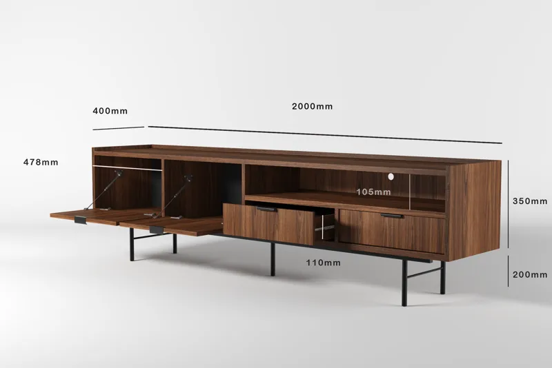 Dravo TV-bord 200 cm - Warmia valnød - Møbler - TV borde & mediemøbler - TV-borde