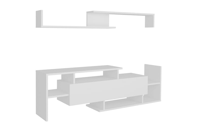 Dreamiol TV-Bord med Væghylde - Hvid - Tv-møbelsæt