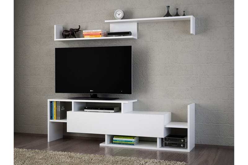 Dreamiol TV-Bord med Væghylde - Hvid - Tv-møbelsæt