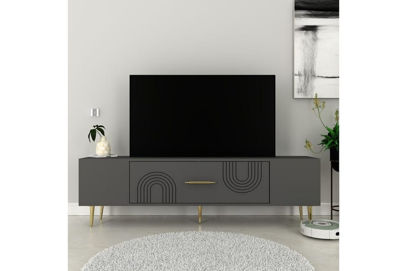 Drova TV-bænk 150 cm - Antracit/Guld - Møbler - TV borde & mediemøbler - TV-borde
