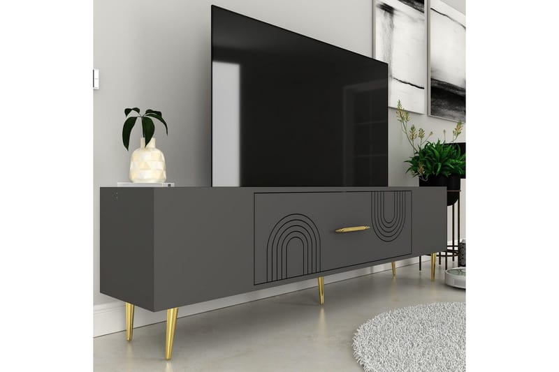 Drova TV-bænk 150 cm - Antracit/Guld - Møbler - TV borde & mediemøbler - TV-borde