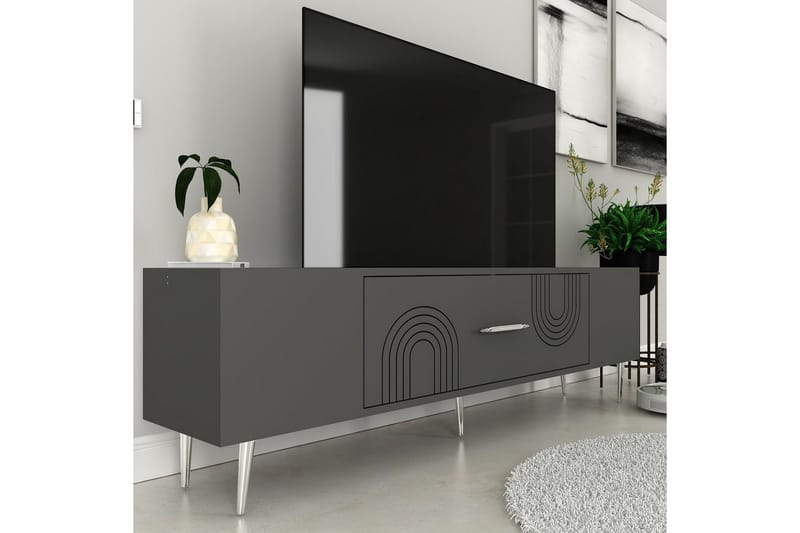 Drova TV-bænk 150 cm - Antracit/Sølv - Møbler - TV borde & mediemøbler - TV-borde