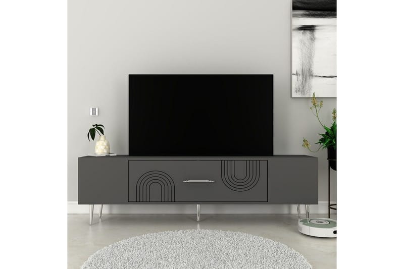 Drova TV-bænk 150 cm - Antracit/Sølv - Møbler - TV borde & mediemøbler - TV-borde