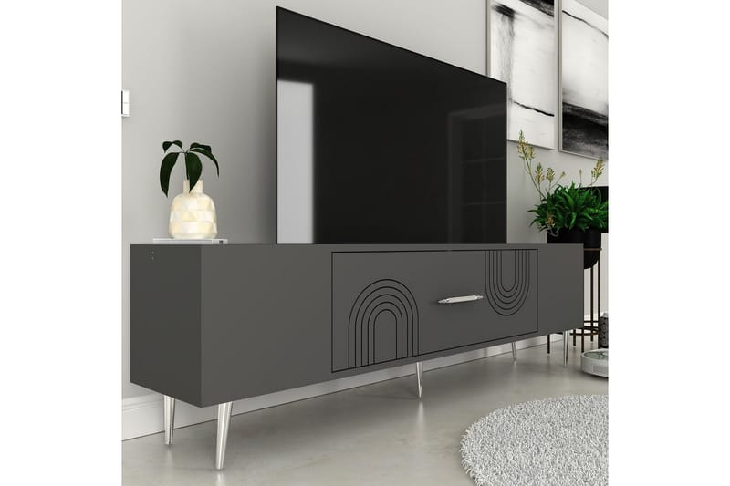 Drova TV-bænk 150 cm - Antracit/Sølv - Møbler - TV borde & mediemøbler - TV-borde