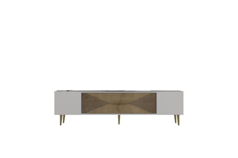 Drova TV-bænk 150 cm, Eg/Hvid/Guld