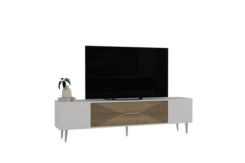Drova TV-bænk 150 cm - Eg/Hvid/Sølv - Møbler - TV borde & mediemøbler - TV-borde