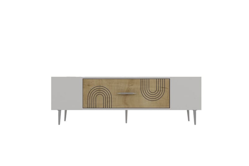 Drova TV-bænk 150 cm, Eg/Hvid/Sølv