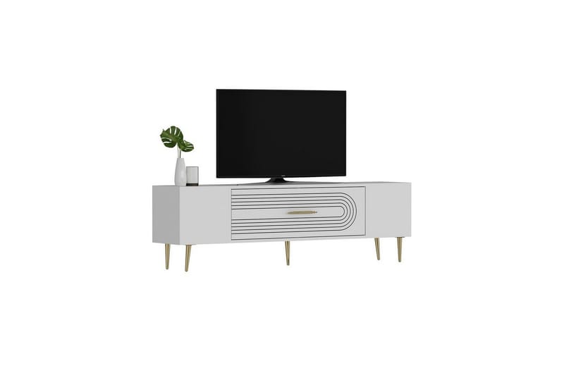 Drova TV-bænk 150 cm - Hvid/Guld - Møbler - TV borde & mediemøbler - TV-borde
