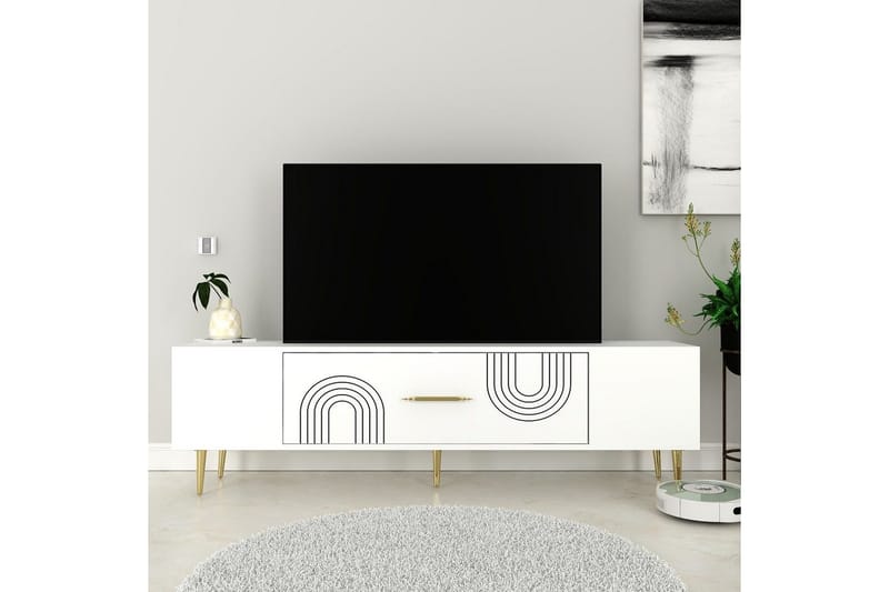 Drova TV-bænk 150 cm - Hvid/Guld - Møbler - TV borde & mediemøbler - TV-borde