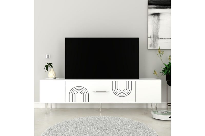 Drova TV-bænk 150 cm - Hvid/Sølv - Møbler - TV borde & mediemøbler - TV-borde