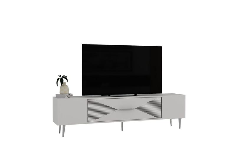 Drova TV-bænk 150 cm - Hvid/Sølv - Møbler - TV borde & mediemøbler - TV-borde