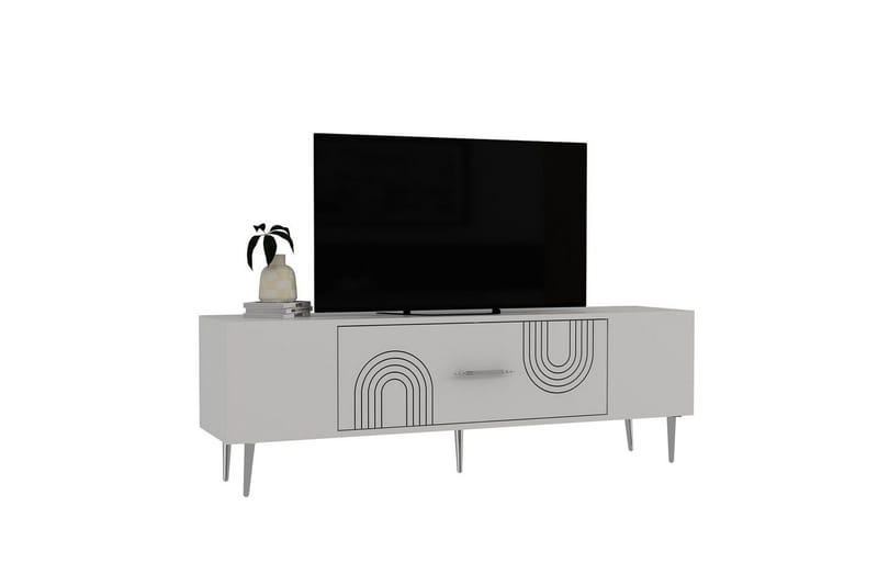 Drova TV-bænk 150 cm - Hvid/Sølv - Møbler - TV borde & mediemøbler - TV-borde
