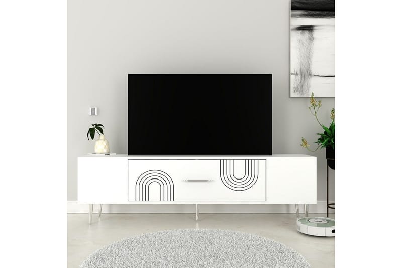 Drova TV-bænk 150 cm - Hvid/Sølv - Møbler - TV borde & mediemøbler - TV-borde