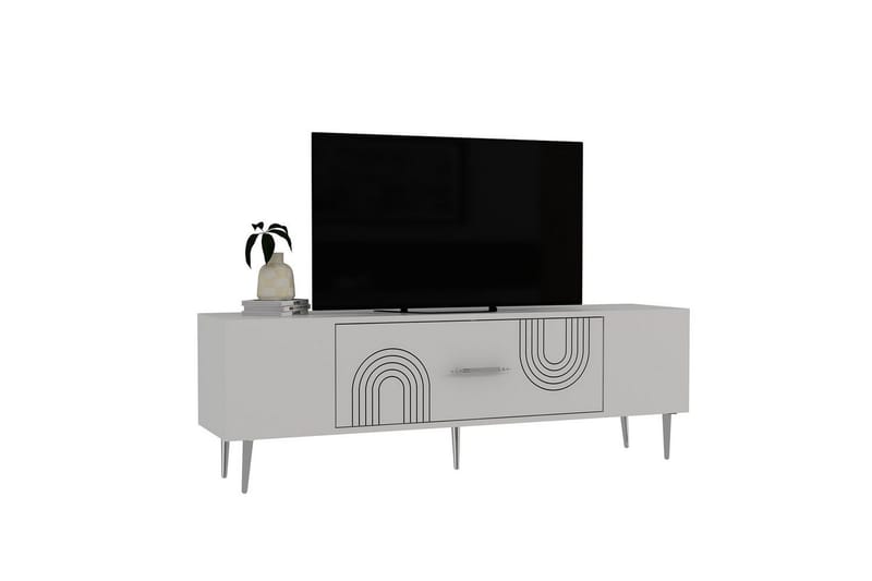 Drova TV-bænk 150 cm - Hvid/Sølv - Møbler - TV borde & mediemøbler - TV-borde