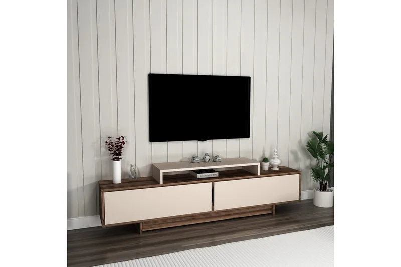 Durros TV-bænk 180 cm - Valnød/Beige - Møbler - TV borde & mediemøbler - TV-borde