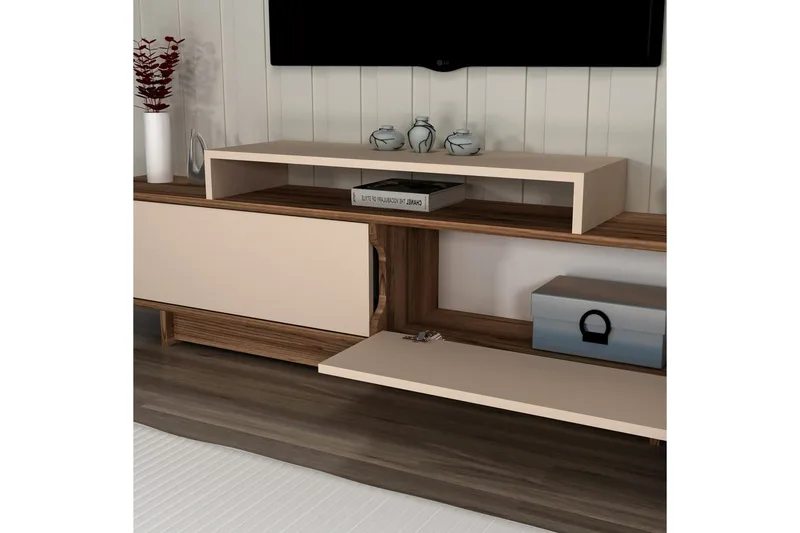Durros TV-bænk 180 cm - Valnød/Beige - Møbler - TV borde & mediemøbler - TV-borde