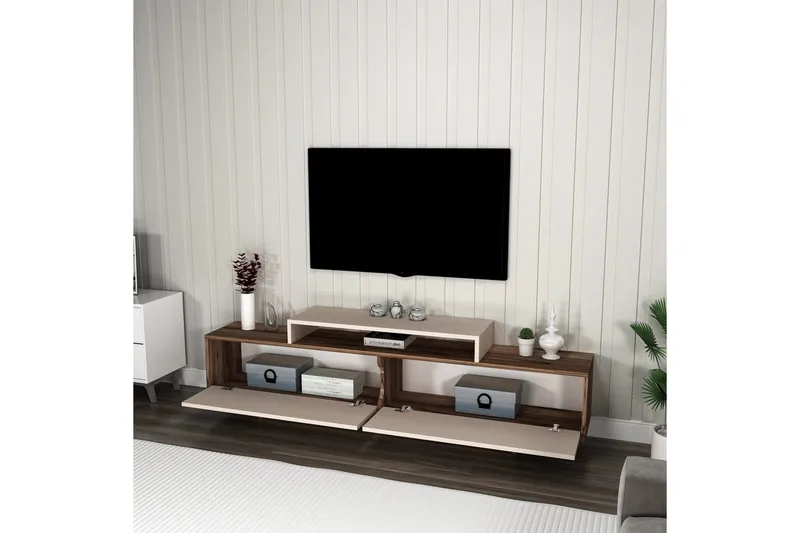 Durros TV-bænk 180 cm - Valnød/Beige - Møbler - TV borde & mediemøbler - TV-borde