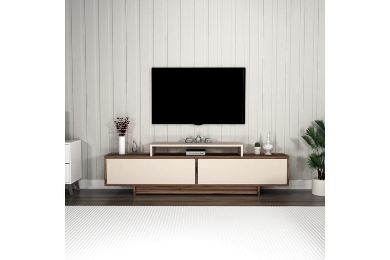Durros TV-bænk 180 cm - Valnød/Beige - Møbler - TV borde & mediemøbler - TV-borde