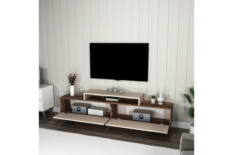 Durros TV-bænk 180 cm - Valnød/Beige - Møbler - TV borde & mediemøbler - TV-borde