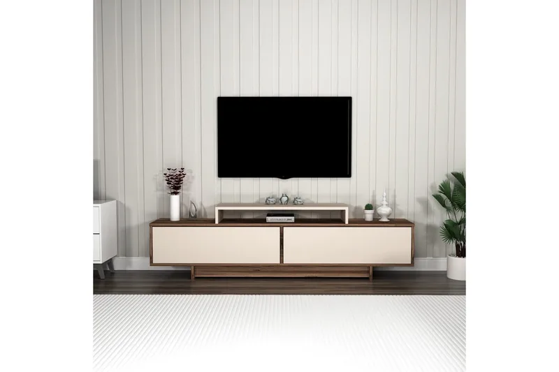 Durros TV-bænk 180 cm - Valnød/Beige - Møbler - TV borde & mediemøbler - TV-borde