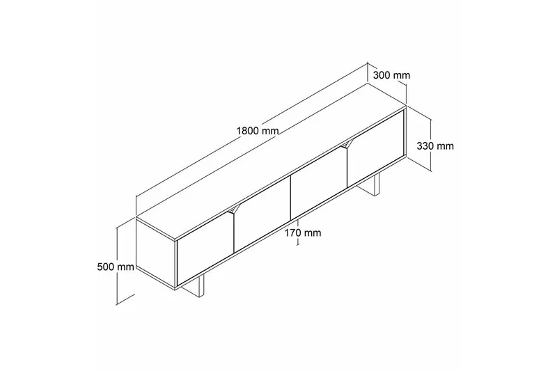 Edrion TV-bænk 180 cm - Travertin - Møbler - TV borde & mediem øbler - TV-borde