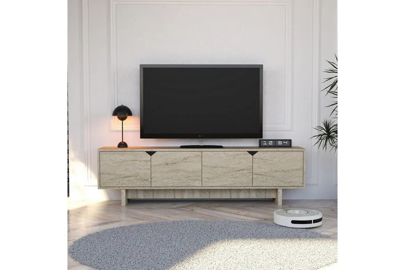Edrion TV-bænk 180 cm - Travertin - Møbler - TV borde & mediemøbler - TV-borde