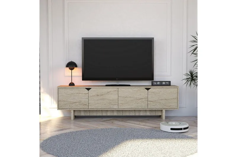 Edrion TV-bænk 180 cm - Travertin - Møbler - TV borde & mediemøbler - TV-borde